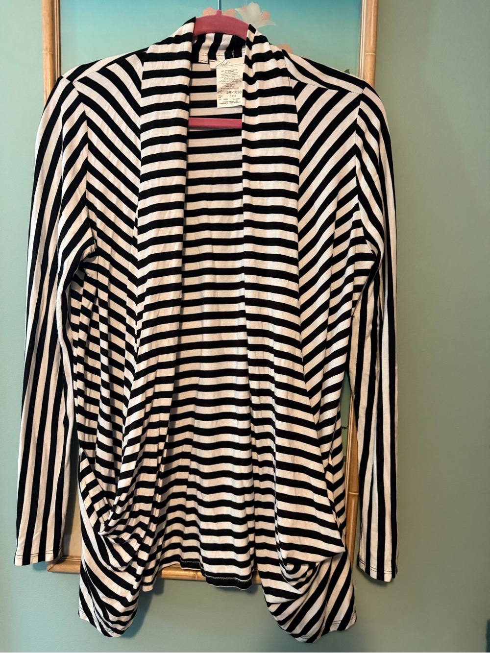 Striped Open-Front Women’s Cardigan in Black and White